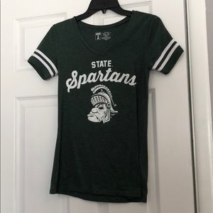 Michigan state graphic v neck tee shirt